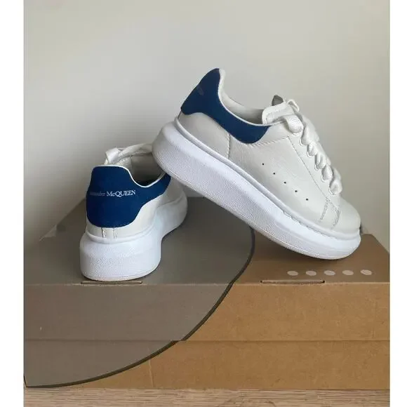 RARE Alexander McQueen Molly Kids Wht/ Paris Blue Leather Sneaker